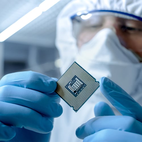 Semiconductor - In Ultra Modern Electronic Manufacturing Factory - semiconductor microchip clean room